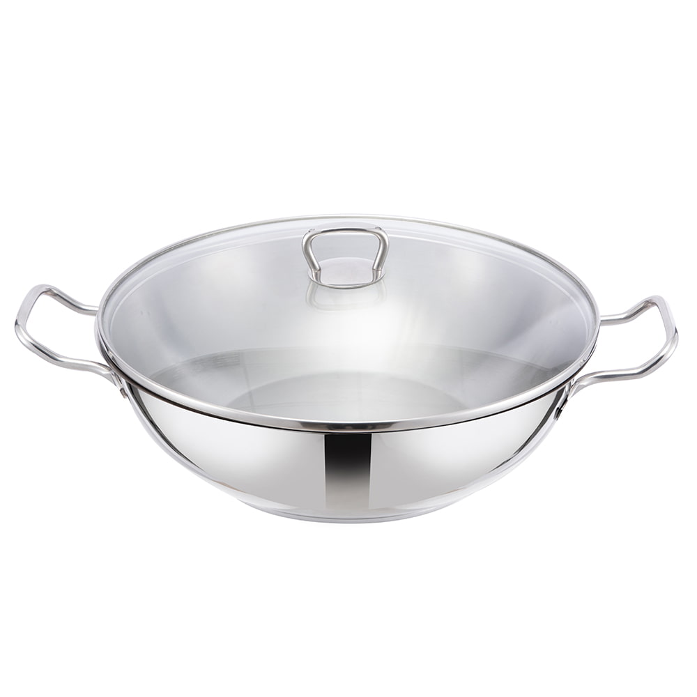 32*9CM Glasslokk dobbel sidehåndtak wok JY-3209ST
