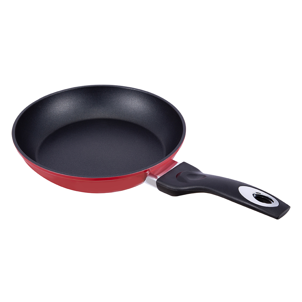22*4,5cm svart/rød non-stick aluminium stekepanne uten lokk JY-RF29-1-2245