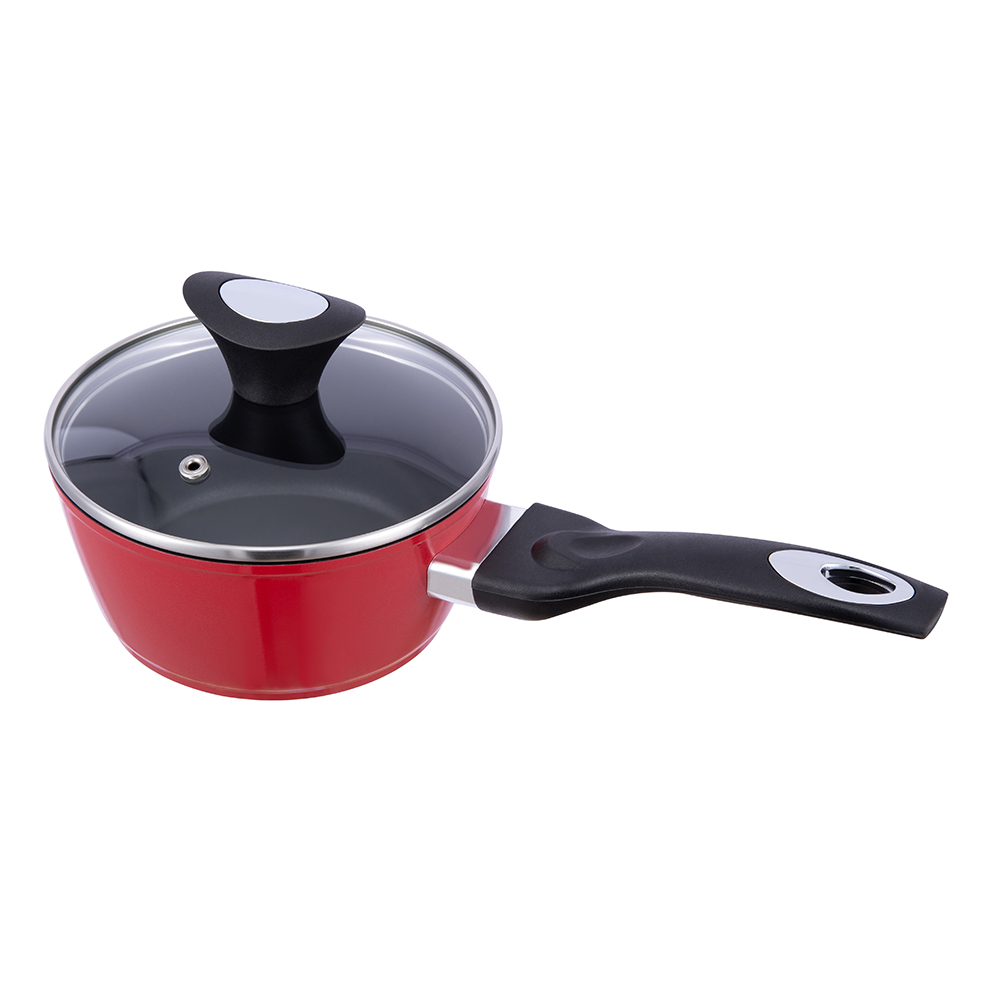 16*7,5cm sort/rød non-stick aluminiumskasse med glasslokk JY-RF29-1-1675