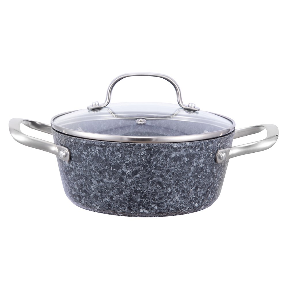 20*8,5 cm granittbelagt non-stick aluminium lagergryte med glasslokk JY-HGYG-2-2085
