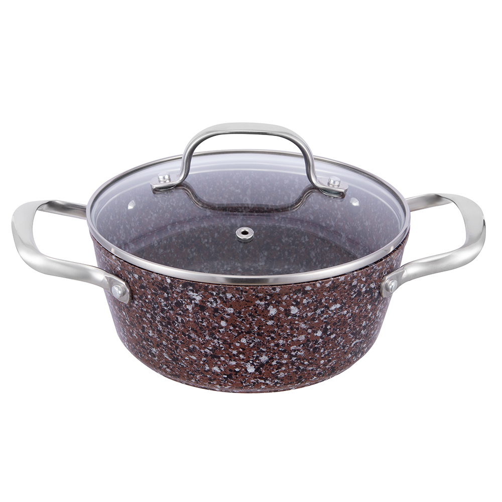 20*8,5 cm granittbelagt non-stick aluminium lagergryte med glasslokk JY-HGYG-1-2085